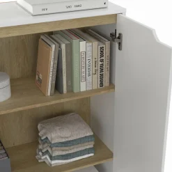 IDMarket Meuble de rangement scandinave blanc avec 2 portes* Rangement Et Accessoires|Collection Scandinave