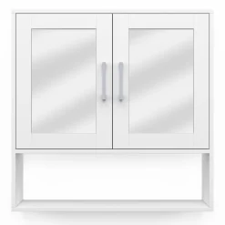 IDMarket Meuble de rangement suspendu avec miroir* Meubles Salle De Bain