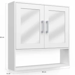 IDMarket Meuble de rangement suspendu avec miroir* Meubles Salle De Bain