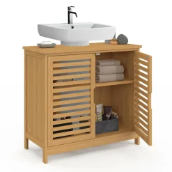 IDMarket Meuble de salle de bain sous lavabo en bambou* Meubles Salle De Bain