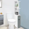 IDMarket Meuble de toilette blanc et gris avec étagères* Collection Contemporaine|Petits Meubles