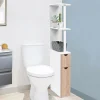IDMarket Meuble de toilette blanc et hêtre avec étagères* Meubles Blancs|Collection Contemporaine