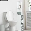 IDMarket Meuble de toilette blanc et gris motif carreaux de ciment 3 portes* Meubles Blancs|Collection Contemporaine