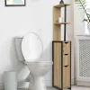 IDMarket Meuble de toilette industriel bois et métal noir 3 portes avec étagères* Meubles Hauts|Meubles Salle De Bain
