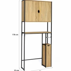 IDMarket Meuble de toilette industriel bois et métal noir armoire de rangement* Meubles En Bois|Collection Industrielle
