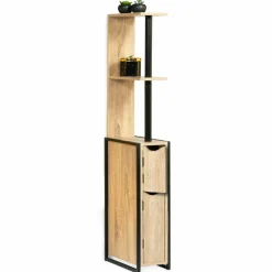 IDMarket Meuble de toilette industriel bois et métal noir* Meubles Hauts|Meubles En Bois