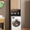 IDMarket Meuble dessus machine à laver noir et hêtre* Séchoirs À Linge|Collection Contemporaine