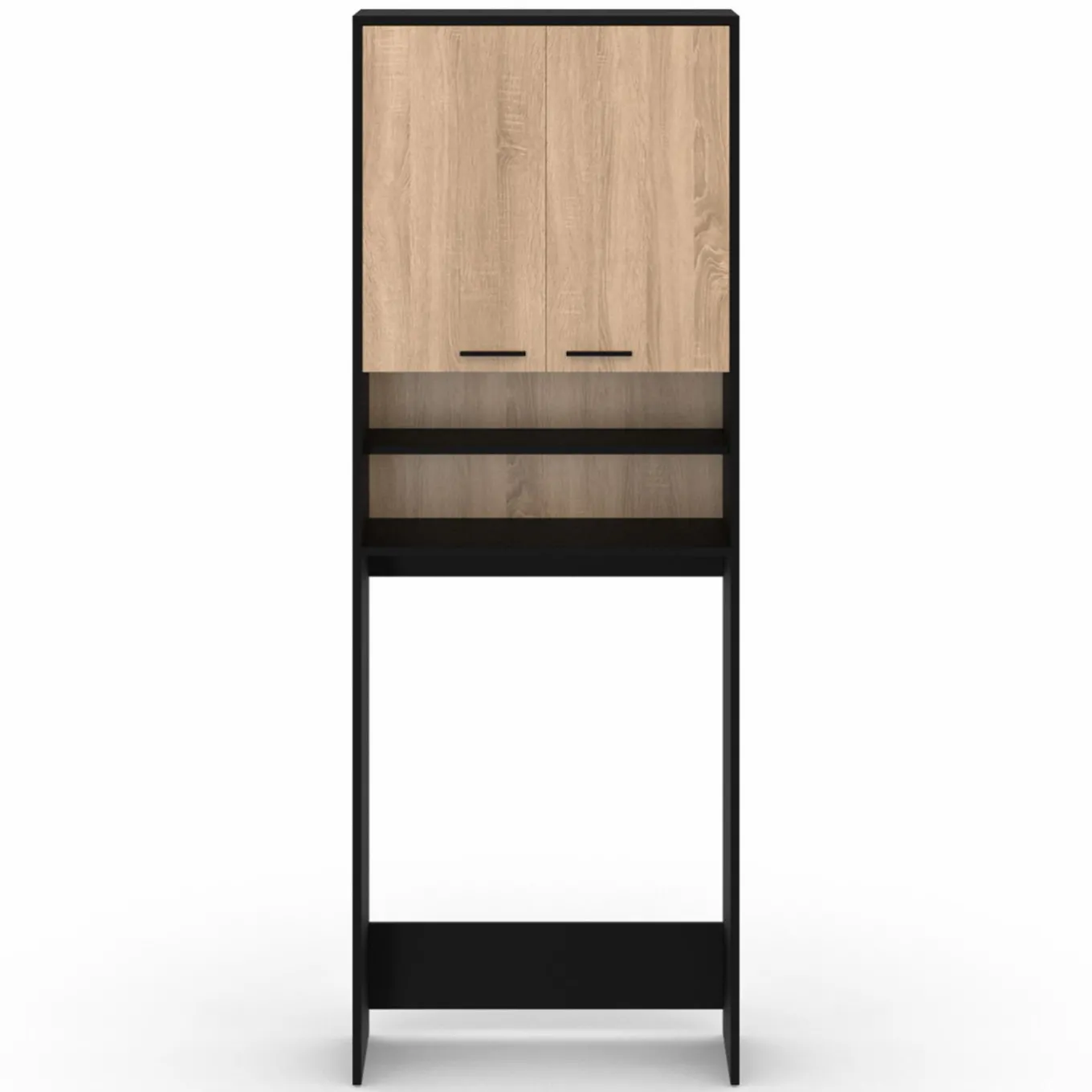 IDMarket Meuble dessus machine à laver noir et hêtre* Séchoirs À Linge|Collection Contemporaine