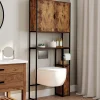 IDMarket Meuble dessus WC industriel avec rangements* Meubles Hauts|Meubles En Bois