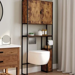 IDMarket Meuble dessus WC industriel avec rangements* Meubles Hauts|Meubles En Bois