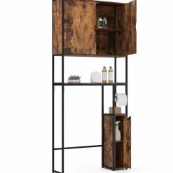 IDMarket Meuble dessus WC industriel avec rangements* Meubles Hauts|Meubles En Bois