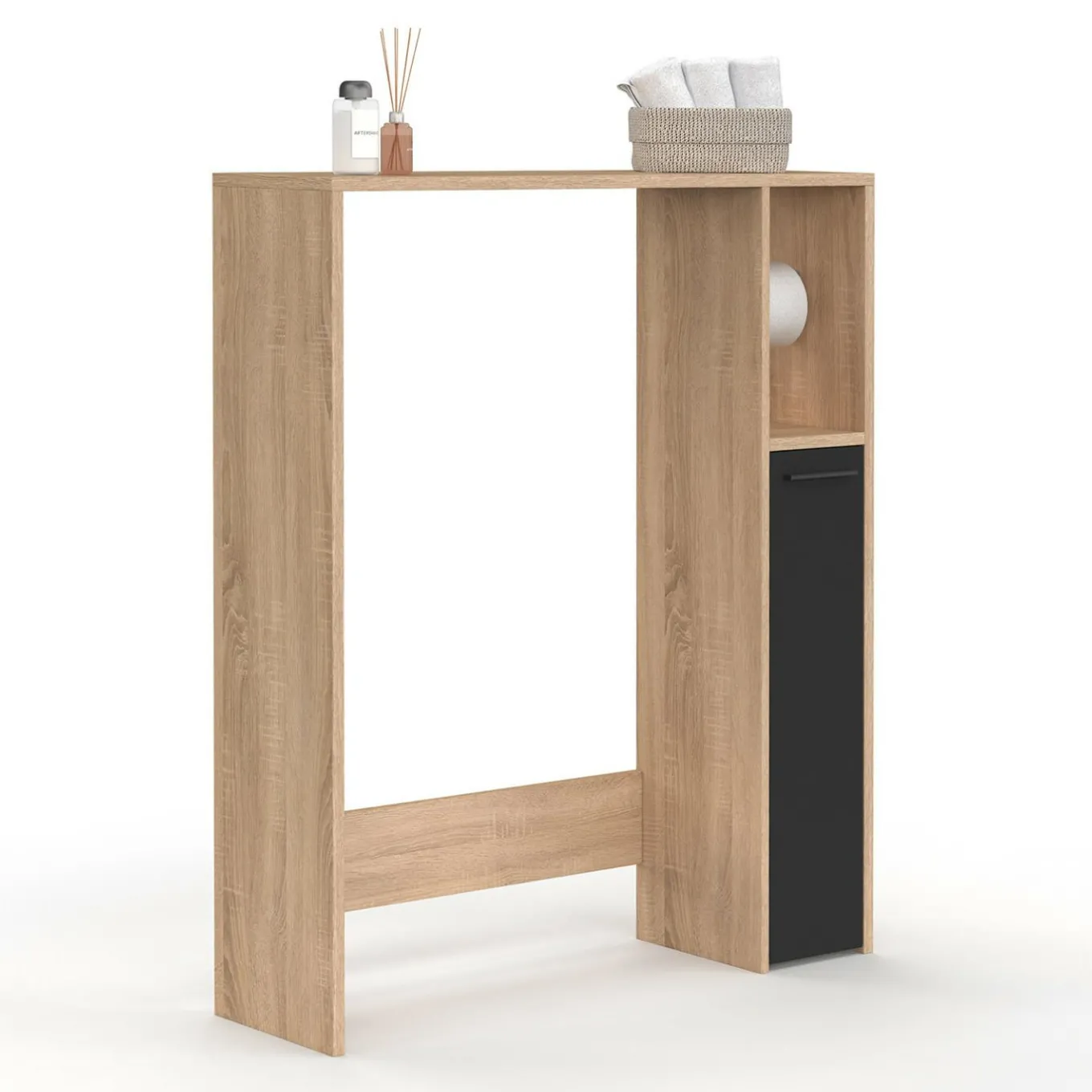 IDMarket Meuble dessus wc placard hêtre noir* Meubles Salle De Bain|Meubles Wc