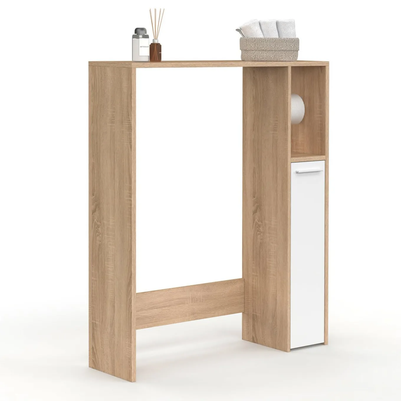 IDMarket Meuble dessus wc placard hêtre blanc* Meubles Salle De Bain|Meubles Wc