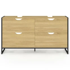 IDMarket Meuble double vasque 120 cm pour salle de bain 4 tiroirs design industriel* Meubles Salle De Bain