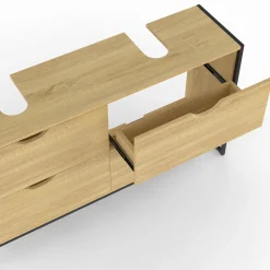 IDMarket Meuble double vasque 120 cm pour salle de bain 4 tiroirs design industriel* Meubles Salle De Bain