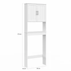 IDMarket Meuble pour les toilettes avec étagère et placard double blanc* Meubles Wc
