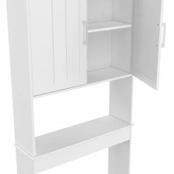 IDMarket Meuble pour les toilettes avec étagère et placard double blanc* Meubles Wc