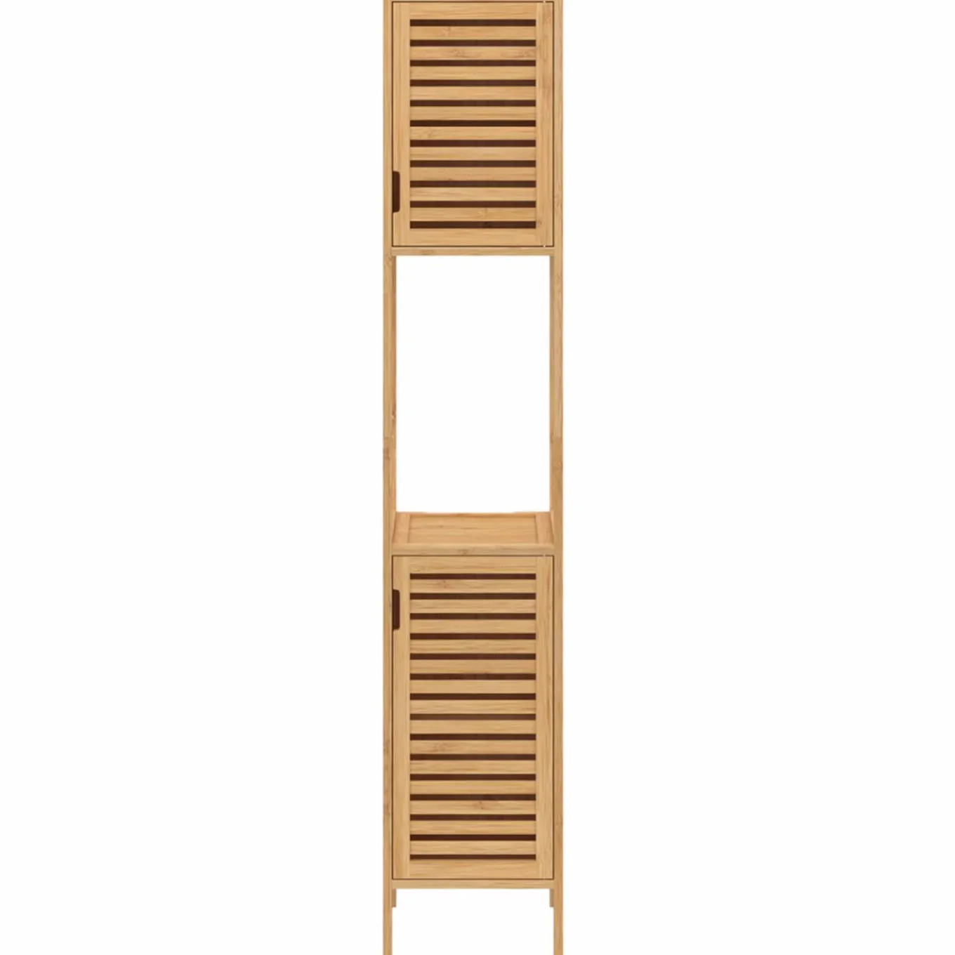 IDMarket Meuble salle de bain colonne bambou 2 portes* Rangement Et Accessoires|Collection Bambou