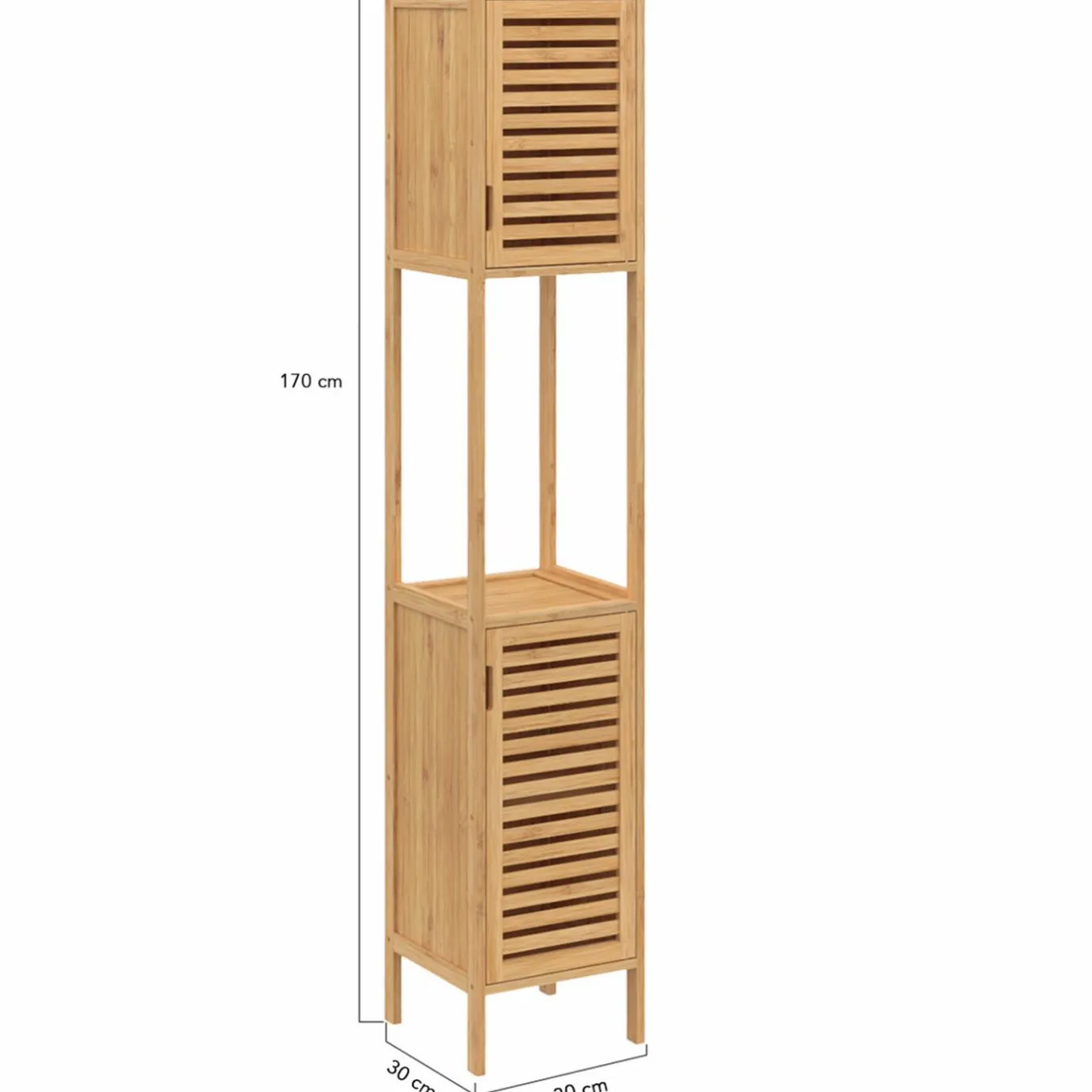 IDMarket Meuble salle de bain colonne bambou 2 portes* Rangement Et Accessoires|Collection Bambou