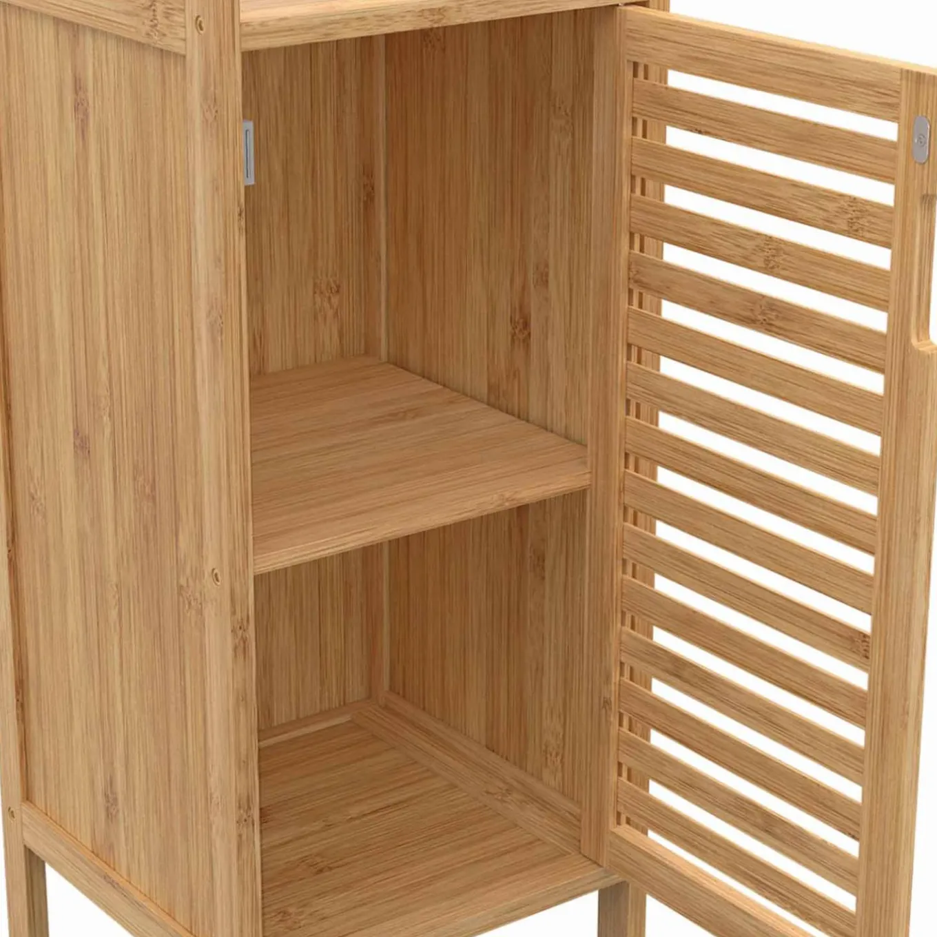 IDMarket Meuble salle de bain colonne bambou 2 portes* Rangement Et Accessoires|Collection Bambou