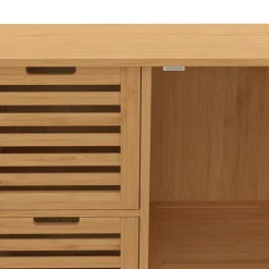 IDMarket Meuble salle de bain en bambou avec placard et 3 tiroirs* Collection Bambou|Meubles Salle De Bain