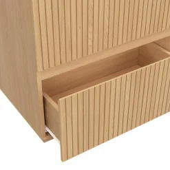 IDMarket Meuble sous vasque suspendu salle de bain 2 tiroirs effet lattes* Meubles Salle De Bain|Collection Moderne