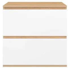 IDMarket Meuble sous vasque suspendu salle de bain 2 tiroirs façon hêtre et blanc* Collection Contemporaine|Meubles Salle De Bain