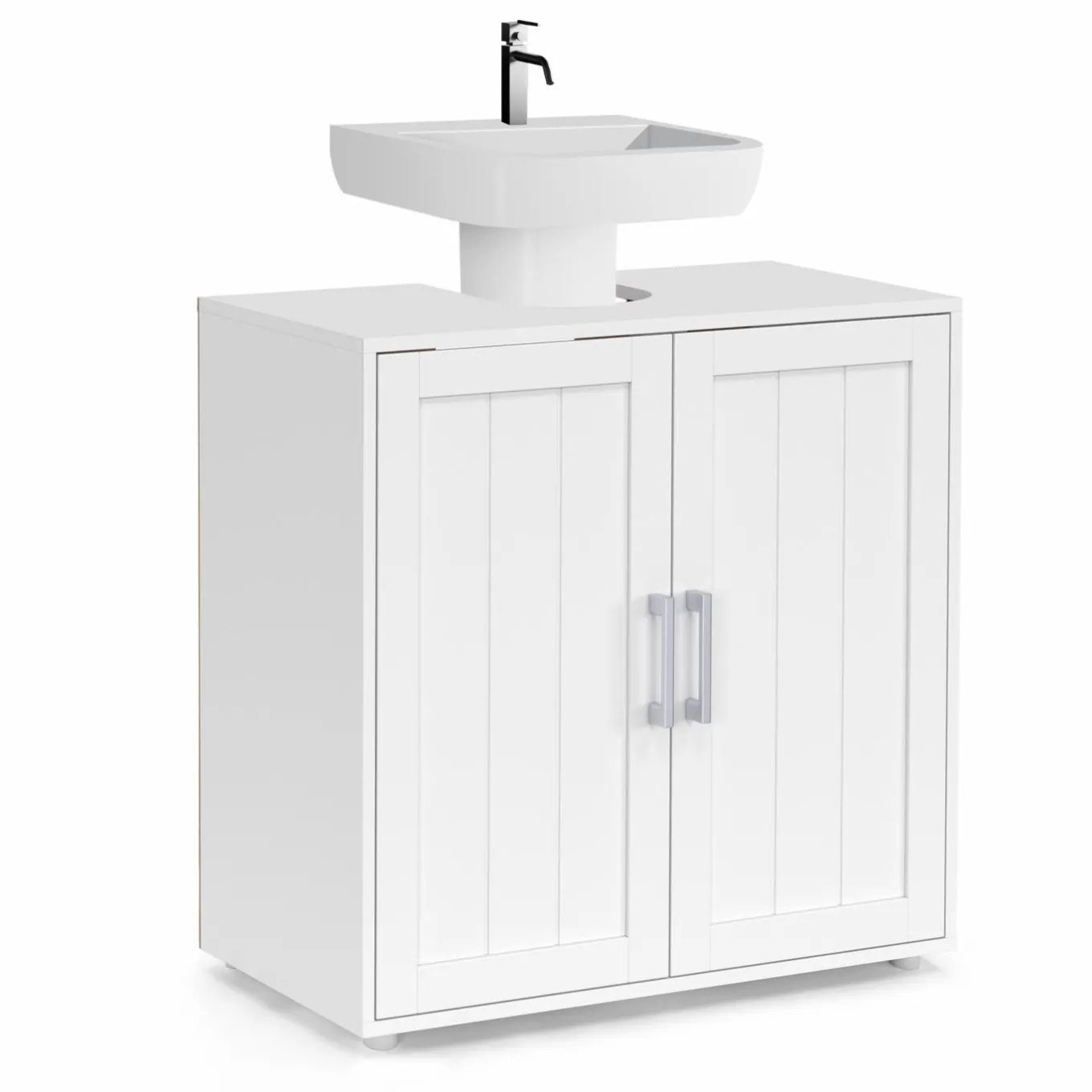 IDMarket Meuble sous-lavabo en bois blanc* Meubles Salle De Bain