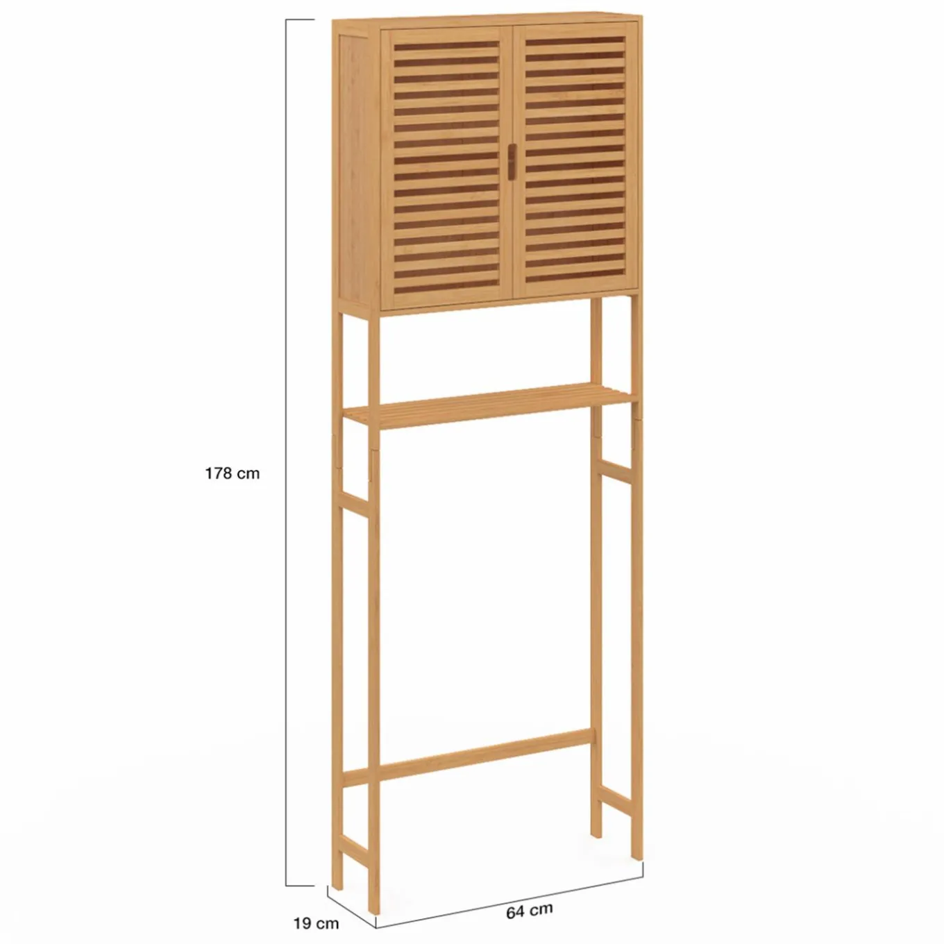 IDMarket Meuble étagère dessus WC en bambou avec placard* Rangement Et Accessoires|Collection Bambou