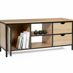 IDMarket Meuble télé bois et métal avec tiroirs et placard* Meubles Tiroirs|Collection Industrielle