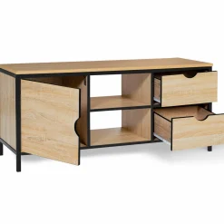 IDMarket Meuble télé bois et métal avec tiroirs et placard* Meubles Tiroirs|Collection Industrielle