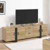 IDMarket Meuble télé bois et noir 4 portes + 2 tiroirs 180 cm* Meubles Tv