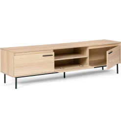 IDMarket Meuble télé contemporain bois et métal 180 cm avec rangements* Collection Design|Collection Contemporaine