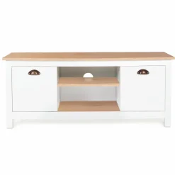 IDMarket Meuble télé design blanc 2 portes avec étagères* Meubles Blancs|Salon Complet