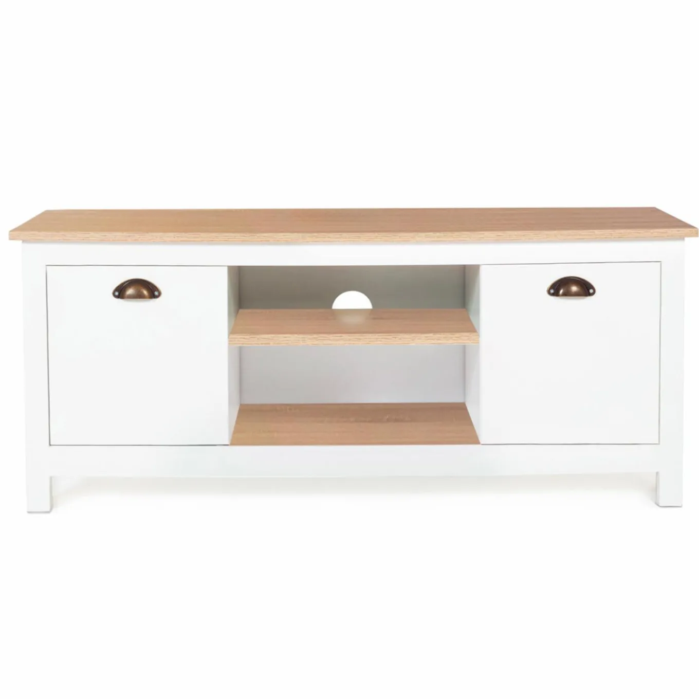 IDMarket Meuble télé design blanc 2 portes avec étagères* Meubles Blancs|Salon Complet