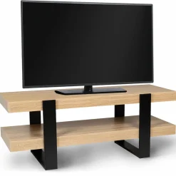 IDMarket Meuble télé design noir et bois avec double plateau* Collection Design|Collection Moderne