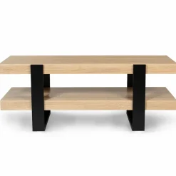 IDMarket Meuble télé design noir et bois avec double plateau* Collection Design|Collection Moderne