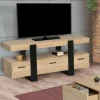 IDMarket Meuble télé design noir et bois avec rangement* Meubles Tiroirs|Meubles Bas