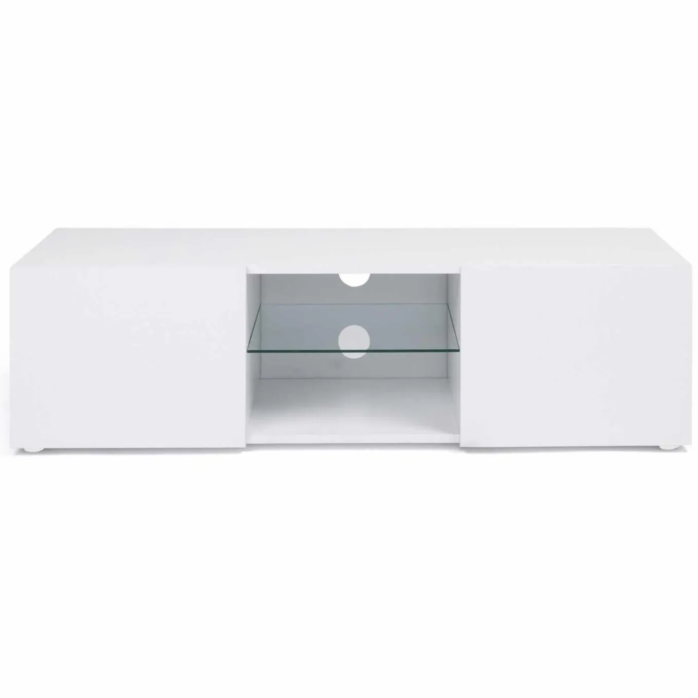 IDMarket Meuble télé LED blanc avec étagère en verre* Meubles Blancs|Collection Design