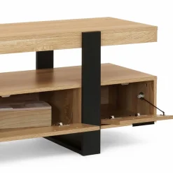 IDMarket Meuble télé noir et bois 140 cm avec 3 tiroirs* Meubles Tiroirs|Collection Design