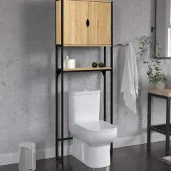 IDMarket Meuble toilette industriel bois et métal* Meubles Hauts|Meubles En Bois