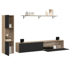 IDMarket Meuble TV 180 cm avec colonne et étagère* Meubles En Bois|Collection Design