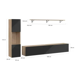 IDMarket Meuble TV 180 cm avec colonne et étagère* Meubles En Bois|Collection Design