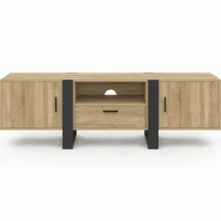 IDMarket Meuble TV 160 cm bois et noir 3 portes* Meubles En Bois|Collection Design