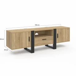 IDMarket Meuble TV 160 cm bois et noir 3 portes* Meubles En Bois|Collection Design