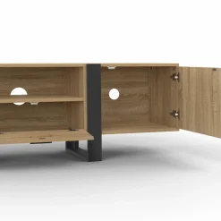 IDMarket Meuble TV 160 cm bois et noir 3 portes* Meubles En Bois|Collection Design