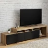 IDMarket Meuble tv 180 cm bois placards noirs* Collection Design|Meubles Tv