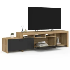 IDMarket Meuble tv 180 cm bois placards noirs* Collection Design|Meubles Tv