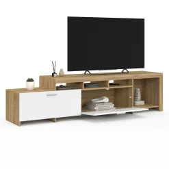 IDMarket Meuble tv 180 cm bois placards blancs* Collection Design|Collection Contemporaine