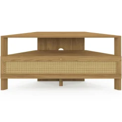 IDMarket Meuble TV 100 cm d'angle 1 porte effet naturel cannage* Collection Cannage|Collection Vintage